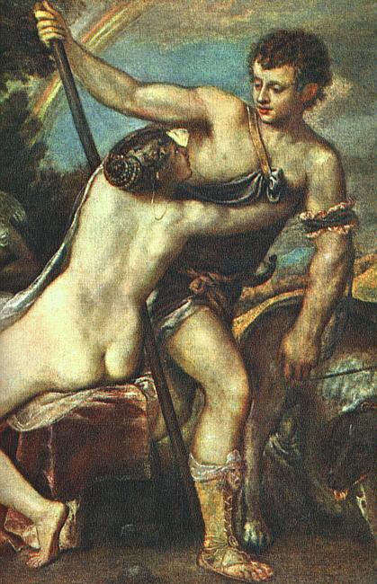 TIZIANO Vecellio Venus and Adonis, detail AR Sweden oil painting art